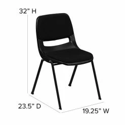 Brand new 🎉 Stacking Chairs Flash Furniture HERCULES Plastic Shell Stack Chair, Black (RUTEO101PADGG) 🤩 -Advantage Shop sp134594349 s7