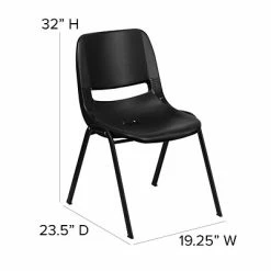 Deals 😀 Stacking Chairs Flash Furniture HERCULES Plastic Shell Stack Chair, Black (RUT-EO1-BK-GG) 💯 -Advantage Shop sp134594361 s7