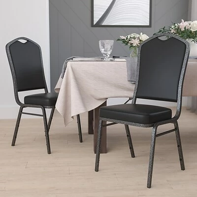 Budget π Flash Furniture HERCULES 4/Pack Banquet Chairs W/Vinyl Seat Silver Vein Frame (4FDC01SVBKVY) 𧨠4 Budget π Flash Furniture HERCULES 4/Pack Banquet Chairs W/Vinyl Seat Silver Vein Frame (4FDC01SVBKVY) 𧨠- Image 2