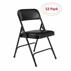Best deal 👏 National Public Seating NPS 1200 Series Vinyl Padded Premium Folding Chairs, Caviar Black/Black, 52 Pack (1210/52) ⌛