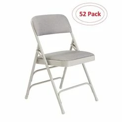 Best reviews of 👍 National Public Seating NPS 2300 Series Fabric Padded Triple Brace Double Hinge Premium Folding Chairs, Graystone/Gray, 52 Pack (2302/52) 😍