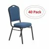 Hot Sale 🔔 National Public Seating Stacking Chairs NPS 9300 Series Deluxe Fabric Upholstered Stack Chair, Natural Blue/Black Sandtex, 40 Pack (9374-BT/40) 🎉