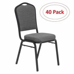 Hot Sale 🎁 National Public Seating Stacking Chairs NPS 9300 Series Deluxe Fabric Upholstered Stack Chair, Natural Graystone/Black Sandtex, 40 Pack (9362-BT/40) ❤️