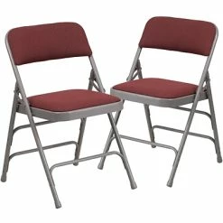 Top 10 🥰 Folding & Stacking Chairs Flash Furniture HERCULES Series Fabric Folding Chair, Burgundy, 2/Pack (2AWMC309AFBG) 🧨