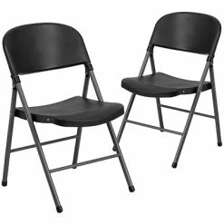 Best deal ✨ Folding & Stacking Chairs Flash Furniture HERCULES Series Plastic Folding Chair, Black/Charcoal, 2/Pack (2DADYCD50) ⌛