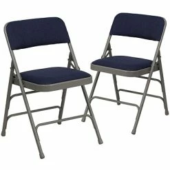 Discount 🎉 Folding & Stacking Chairs Flash Furniture HERCULES Series Fabric Folding Chair, Navy Blue, 2/Pack (2HAMC309AFNVY) 😀
