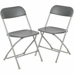 Brand new 🔔 Folding & Stacking Chairs Flash Furniture HERCULES Series Plastic Banquet/Reception Chair, Gray, 2/Pack (2LEL3GREY) 🧨