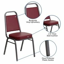 Cheap 🧨 Banquet Chairs Flash Furniture HERCULES Series Vinyl Trapezoidal Banquet Stack Chair, Burgundy (4FDBHF1SVBY) 👍 -Advantage Shop sp137085385 s7
