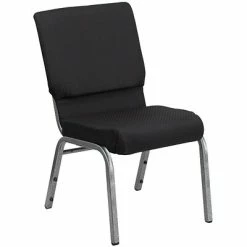 Promo โญ Stacking Chairs Flash Furniture HERCULESโข Fabric Patterned Stacking Church Chair With 4 1/4"T Seat, Black (FCH185SVJP02) ๐