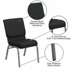 Promo ⭐ Stacking Chairs Flash Furniture HERCULES™ Fabric Patterned Stacking Church Chair With 4 1/4"T Seat, Black (FCH185SVJP02) 😍 -Advantage Shop sp137085480 s7