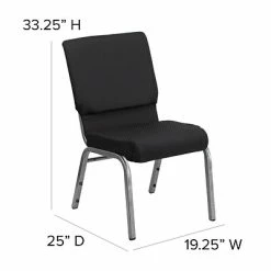Promo ⭐ Stacking Chairs Flash Furniture HERCULES™ Fabric Patterned Stacking Church Chair With 4 1/4"T Seat, Black (FCH185SVJP02) 😍 -Advantage Shop sp137085481 s7