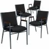New ⌛ Stacking Chairs Flash Furniture HERCULES 4/Pack 3'' Thick Padded Stack Chairs W/Arms (4XU60154BK) 😉 -Advantage Shop sp137096276 s7