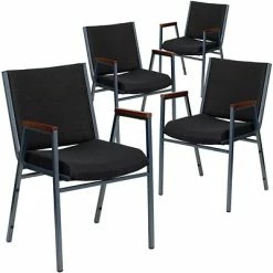 New ⌛ Stacking Chairs Flash Furniture HERCULES 4/Pack 3'' Thick Padded Stack Chairs W/Arms (4XU60154BK) 😉