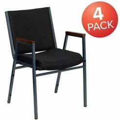 New ⌛ Stacking Chairs Flash Furniture HERCULES 4/Pack 3'' Thick Padded Stack Chairs W/Arms (4XU60154BK) 😉 -Advantage Shop sp137096279 s7