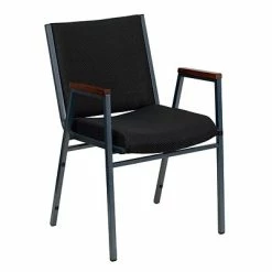 Hot Sale โญ Stacking Chairs Flash Furniture HERCULES 3'' Thick Padded Stack Chairs W/Arms (XU60154BK) ๐