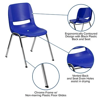 Outlet 🥰 Stacking Chairs Flash Furniture Hercules Series Molded Plastic Shell Stackable Chair With Chrome Frame, Navy ⭐ 7 Outlet 🥰 Stacking Chairs Flash Furniture Hercules Series Molded Plastic Shell Stackable Chair With Chrome Frame, Navy ⭐ - Image 5