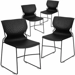 Wholesale ✔️ Stacking Chairs Flash Furniture Hercules Full Back Stack Chair With Black Frame, Black, 4/Pack 🎁