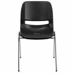 Outlet 👏 Stacking Chairs Flash Furniture Hercules Shell Ergonomic Stack Chair With Chrome Frame And 16" Seat, Black 🔔 -Advantage Shop sp137201480 s7