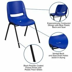 Best deal ⭐ Stacking Chairs Flash Furniture Hercules Shell Ergonomic Stack Chair With Black Frame And 16" Seat, Navy ✨ -Advantage Shop sp137201799 s7