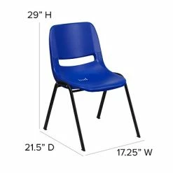 Best deal ⭐ Stacking Chairs Flash Furniture Hercules Shell Ergonomic Stack Chair With Black Frame And 16" Seat, Navy ✨ -Advantage Shop sp137201801 s7