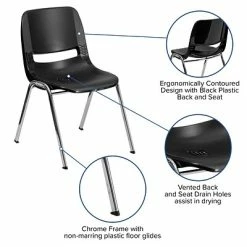 Outlet 👏 Stacking Chairs Flash Furniture Hercules Shell Ergonomic Stack Chair With Chrome Frame And 16" Seat, Black 🔔 -Advantage Shop sp137201828 s7