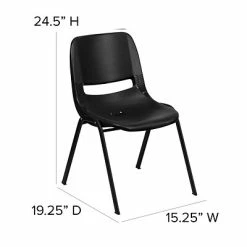 Promo 👍 Stacking Chairs Flash Furniture Hercules Shell Ergonomic Stack Chair With Black Frame And 14" Seat, Black 🎉 -Advantage Shop sp137201835 s7