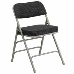 Top 10 🔔 Folding Chairs Flash Furniture Hercules Curved Triple Braced Double Hinged Pin-Dot Upholstered Metal Folding Chair, Black, (AWMC320AFBK) 🧨