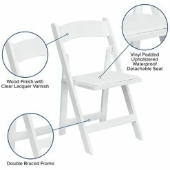 Brand new 😍 Folding Chairs Flash Furniture Hercules Series Wood Folding Chair With Vinyl Padded Seat, White, XF2901WHITE ⌛ -Advantage Shop sp137297809 s7