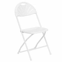 Brand new 🎉 Folding Chairs Flash Furniture Hercules Series 800lb-Capacity Plastic Fan-Back Folding Chair, White (LEL4WHITE) 🛒