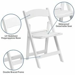 Best reviews of ❤️ Folding Chairs Flash Furniture Hercules 1000lb-Capacity Resin Folding Chair With Vinyl Padded Seat, White (LEL1WHITE) 🔥 -Advantage Shop sp137298574 s7