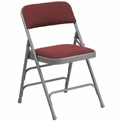 Best reviews of 🎁 Folding Chairs Flash Furniture Hercules Curved Triple-Braced, Double-Hinged Metal Folding Chair, Burgundy Patterned 😀