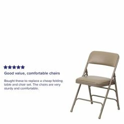 Best reviews of 🔥 Folding Chairs Flash Furniture Hercules Series Curved Triple-Braced, Double-Hinged Beige Vinyl-Upholstered Metal Folding Chair (HAMC309AVBGE) 👍 -Advantage Shop sp137298847 s7