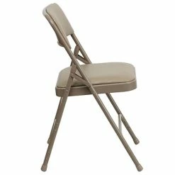 Best reviews of 🔥 Folding Chairs Flash Furniture Hercules Series Curved Triple-Braced, Double-Hinged Beige Vinyl-Upholstered Metal Folding Chair (HAMC309AVBGE) 👍 -Advantage Shop sp137298850 s7
