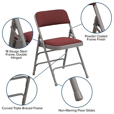 Best reviews of 🎁 Folding Chairs Flash Furniture Hercules Curved Triple-Braced, Double-Hinged Metal Folding Chair, Burgundy Patterned 😀 7 Best reviews of 🎁 Folding Chairs Flash Furniture Hercules Curved Triple-Braced, Double-Hinged Metal Folding Chair, Burgundy Patterned 😀 - Image 5