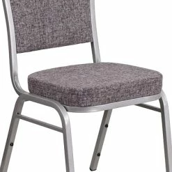 Flash Sale ✨ Banquet Chairs Flash Furniture Crown Back Stacking Banquet Chair With Herringbone Fabric And Thick Seat, Silver Frame, 4/Pack  (4FDC01S12GG) ✨ -Advantage Shop sp137393779 s7