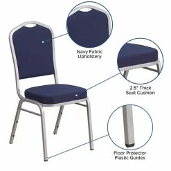 Discount 😉 Banquet Chairs Flash Furniture HERCULES Series Crown Back Stacking Banquet Chair With Navy Fabric And 2.5'' Thick Seat, Silver Frame 🔥 -Advantage Shop sp137393784 s7