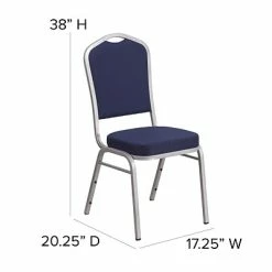 Discount 😉 Banquet Chairs Flash Furniture HERCULES Series Crown Back Stacking Banquet Chair With Navy Fabric And 2.5'' Thick Seat, Silver Frame 🔥 -Advantage Shop sp137393785 s7