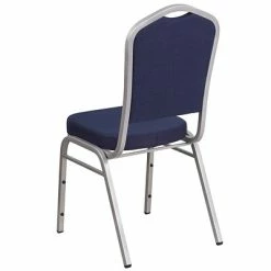 Discount 😉 Banquet Chairs Flash Furniture HERCULES Series Crown Back Stacking Banquet Chair With Navy Fabric And 2.5'' Thick Seat, Silver Frame 🔥 -Advantage Shop sp137393786 s7