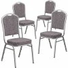 Flash Sale ✨ Banquet Chairs Flash Furniture Crown Back Stacking Banquet Chair With Herringbone Fabric And Thick Seat, Silver Frame, 4/Pack  (4FDC01S12GG) ✨