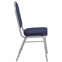 Discount 😉 Banquet Chairs Flash Furniture HERCULES Series Crown Back Stacking Banquet Chair With Navy Fabric And 2.5'' Thick Seat, Silver Frame 🔥 -Advantage Shop sp137393907 s7
