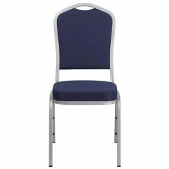 Discount 😉 Banquet Chairs Flash Furniture HERCULES Series Crown Back Stacking Banquet Chair With Navy Fabric And 2.5'' Thick Seat, Silver Frame 🔥 -Advantage Shop sp137393908 s7