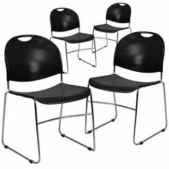 Wholesale ✔️ Stacking Chairs Flash Furniture Hercules™ Stacking Chair, Fabric, Black, Seat: 17.6"W X 17.4"D, Back: 17.625"W X 15.5"H 🎉