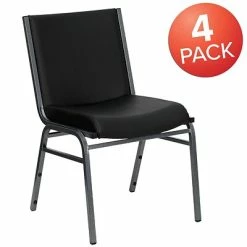 New 🌟 Stacking & Folding Chairs Flash Furniture HERCULES Vinyl Office Stacking Chair, Silver Vein/Black (4-XU-60153-BK-VYL-GG) 🥰 -Advantage Shop sp142043564 s7