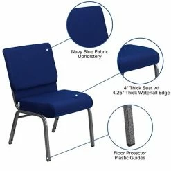 Best Pirce 💯 Stacking Chairs Flash Furniture HERCULES 21'' Church Chair W/4'' Seat Silver Vein Frame, Navy Blue 😀 -Advantage Shop sp154567761 s7