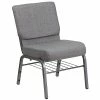 Best Pirce 👏 Stacking Chairs Flash Furniture HERCULES 21" X 3 3/4" Church Chairs W/Book Rack & Silver Vein Frame (XUCH0221GYSVB) ❤️