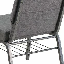 Best Pirce 👏 Stacking Chairs Flash Furniture HERCULES 21" X 3 3/4" Church Chairs W/Book Rack & Silver Vein Frame (XUCH0221GYSVB) ❤️ -Advantage Shop sp154567777 s7