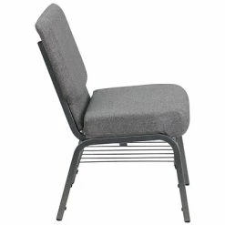 Best Pirce 👏 Stacking Chairs Flash Furniture HERCULES 21" X 3 3/4" Church Chairs W/Book Rack & Silver Vein Frame (XUCH0221GYSVB) ❤️ -Advantage Shop sp154567778 s7