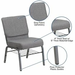 Best Pirce 👏 Stacking Chairs Flash Furniture HERCULES 21" X 3 3/4" Church Chairs W/Book Rack & Silver Vein Frame (XUCH0221GYSVB) ❤️ -Advantage Shop sp154567835 s7