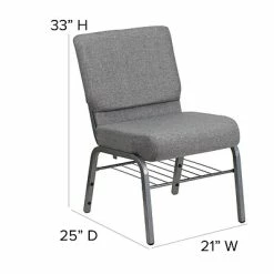 Best Pirce 👏 Stacking Chairs Flash Furniture HERCULES 21" X 3 3/4" Church Chairs W/Book Rack & Silver Vein Frame (XUCH0221GYSVB) ❤️ -Advantage Shop sp154567836 s7