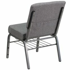 Best Pirce 👏 Stacking Chairs Flash Furniture HERCULES 21" X 3 3/4" Church Chairs W/Book Rack & Silver Vein Frame (XUCH0221GYSVB) ❤️ -Advantage Shop sp154567837 s7